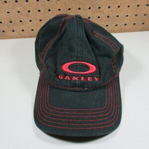 Oakley womens solid black red stitch Spellout snapback hat